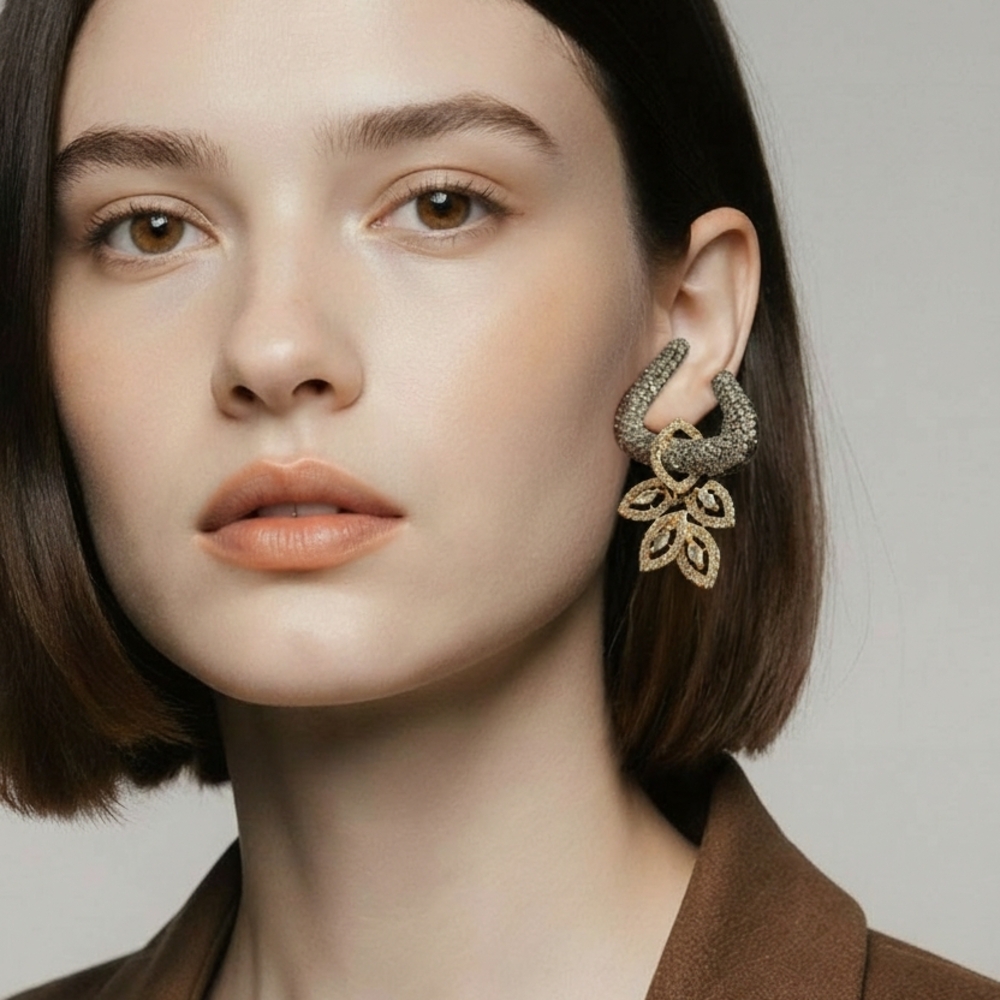 Elegant Gold Leaf Drop Earrings